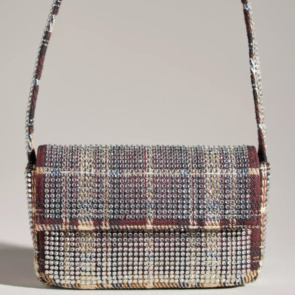 Anthropologie The Fiona Beaded Bag: Rhinestone Plaid Edition